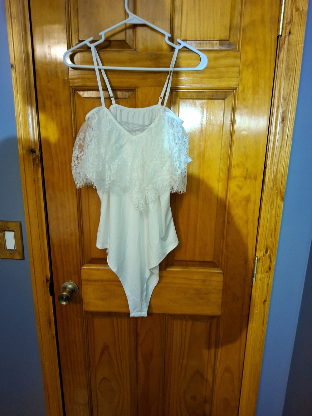 White Lace Off-Shoulder Bodysuit